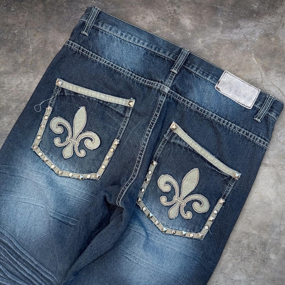 Vintage PJ Mark Cross Back Pockets Whiskered Denim Jeans Men's 36x32 Grunge Y2K